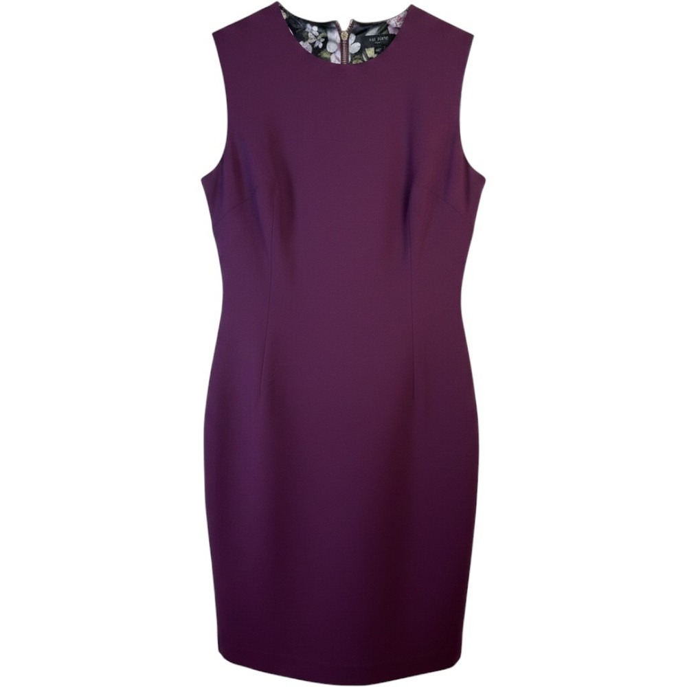 Ted Baker London Women Sheath Midi Dress Plum sz4 Floral Lined Cocktail Occasion